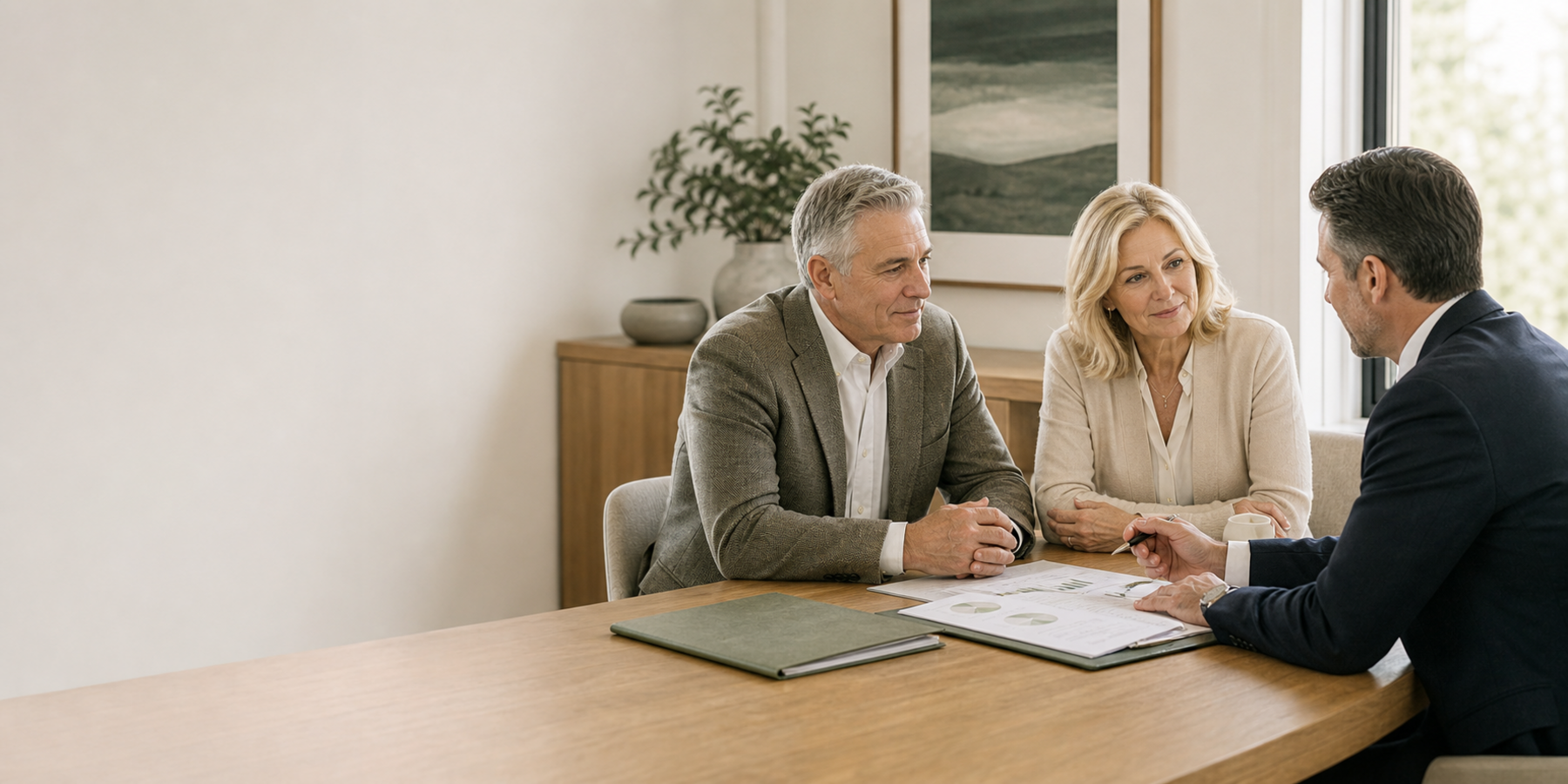 Investors reviewing educational market materials with an advisor.